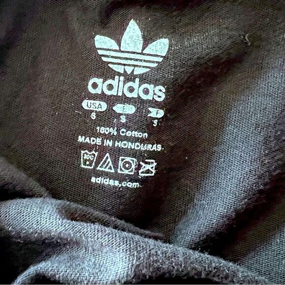 ADIDAS Women's Black T-Shirt With Unique Stylized Eyes Graphic Design Size S - Picture 7 of 7